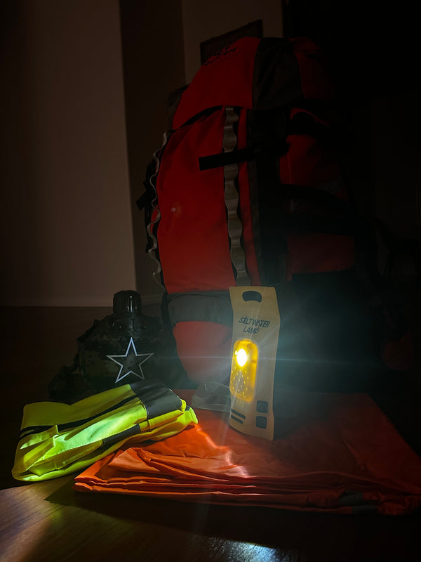 Emergency evacuation kit with Salt Water Lamp